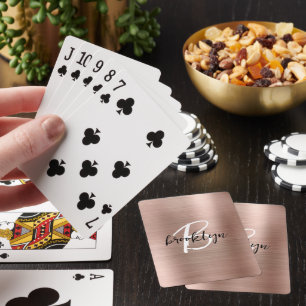 Rose Gold Borstad Metall Skrift Monogram Casinokort