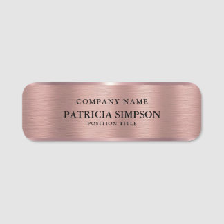 Rose Gold Borstad Metallisk Textur Design: Elegant Namnbricka