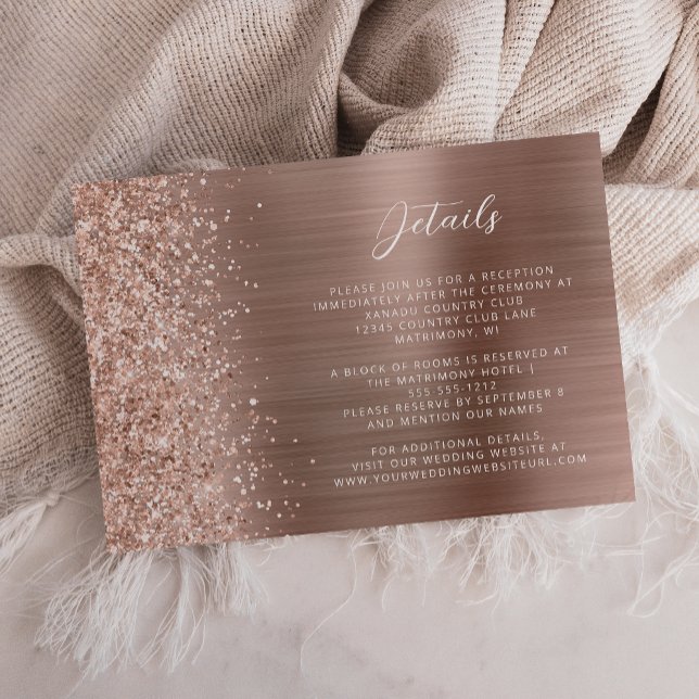 Rose Gold Borstat Metall Bröllopsdetaljer  Tilläggskort (Skapare uppladdad)