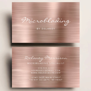 Rose Gold Borstat Metall Skrift Microblading Visitkort