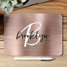 Rose Gold Borstat Metall Svart Vitt Monogram