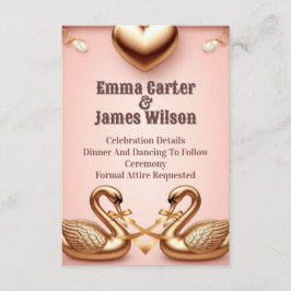 🌺Rose Gold Bröllop Med Vita Svanar 💐 Tilläggskort