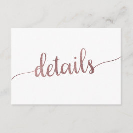 Rose Gold Bröllopsdetaljer Infogningskort Tilläggskort
