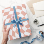 Rose Gold Bröllopssamling Check Rutat  Presentpapper<br><div class="desc">Modern bohemisk rose gold färgtema bröllop fest produkter. Ständigt retro trendig skev kontroller design,  skeva rutiga pappers tallrikar i vacker elegant och chic rose gold och vit färg.</div>