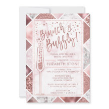 Rose Gold Brunch och Bubbly Inbjudan, Marmor