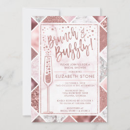 Rose Gold Brunch och Bubbly Inbjudan, Marmor Inbjudningar