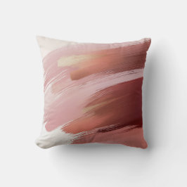 Rose Gold Brushstroke Abstract Throw Pillow Kudde