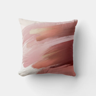 Rose Gold Brushstroke Abstract Throw Pillow Kudde