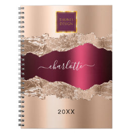 Rose gold burgunder agat marmor affär logotyp anteckningsbok