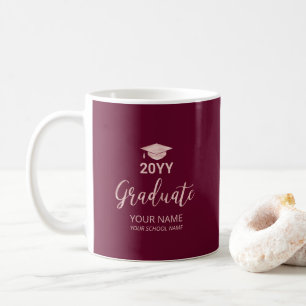 Rose Gold & Burgundy Personliga Presentidéer för E Kaffemugg