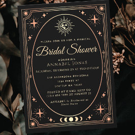 Rose Gold Celestial Svart Tarotkort Bröllopsfest Inbjudningar