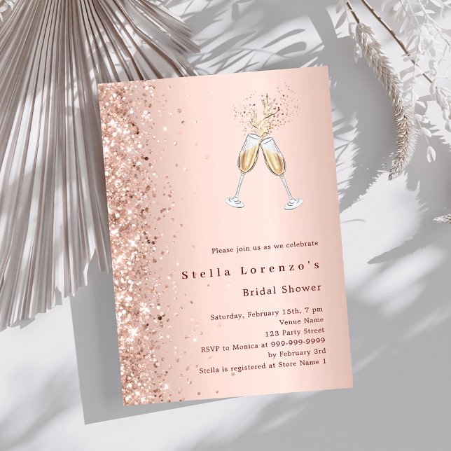 Rose gold cheers party Bridal Shower Inbjudningar (Skapare uppladdad)