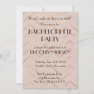 Rose Gold Chevron Bachelorette Party Invite Inbjudningar