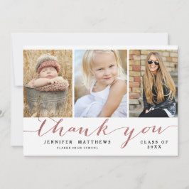 Rose Gold Chic Script Foto Tack för din examen Kort
