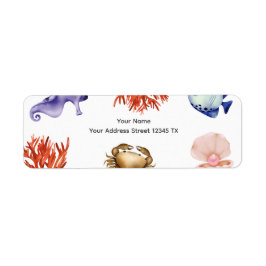 Rose gold Coastal Chic Watercolor Returadress Etikett