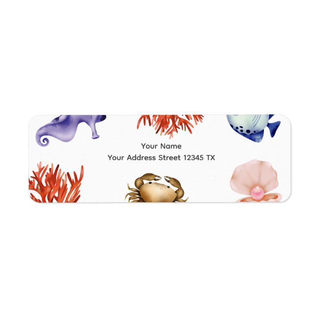 Rose gold Coastal Chic Watercolor Returadress Etikett (Framsidan)