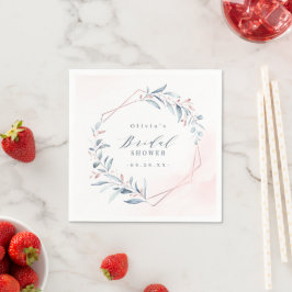 Rose Gold Dammig Blå Greenery Bröllopsdusch Pappersservett