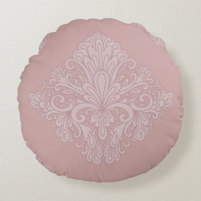 Rose Gold Decorative Pattern, Elegant Rund Kudde (Framsidan)