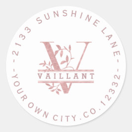 Rose Gold Delad Anpassad Monogram T U W Y X Z Vit Runt Klistermärke