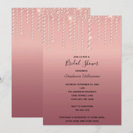 Rose Gold Diamanter Drippande Trendig Bröllopsfest Inbjudningar