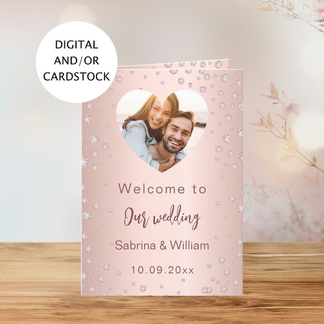 Rose gold diamanter foto välkomstprogram meny (Skapare uppladdad)