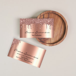 Rose Gold Drip Metall Elegant Anpassningsbar Glitt Visitkort
