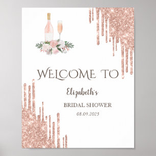 Rose Gold Drips Brunch & Bubbly Bröllopsdusch Poster