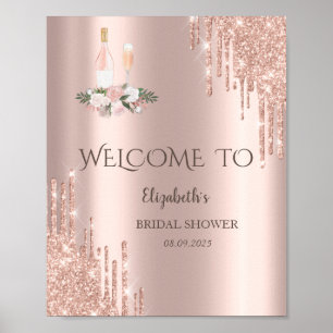 Rose Gold Drips Brunch & Bubbly Bröllopsdusch Poster