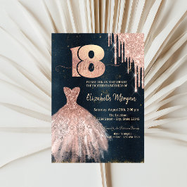Rose Gold Drips klänning, Mörkblå 18-årsdag Inbjudningar