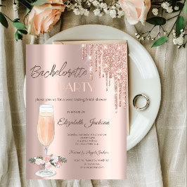 Rose Gold Drips Rosor Sängkammarparty Inbjudningar