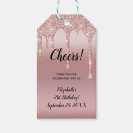 Rose Gold Droppande Glitter 21-årsdag Presentetikett