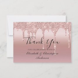Rose Gold Droppande Glitter Bröllop Tacksamhetskor Tack Kort