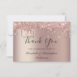 Rose Gold Droppande Glitter Bröllop Tacksamhetskor Tack Kort