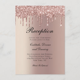 Rose Gold Droppande Glitter Bröllopsmottagning Tilläggskort
