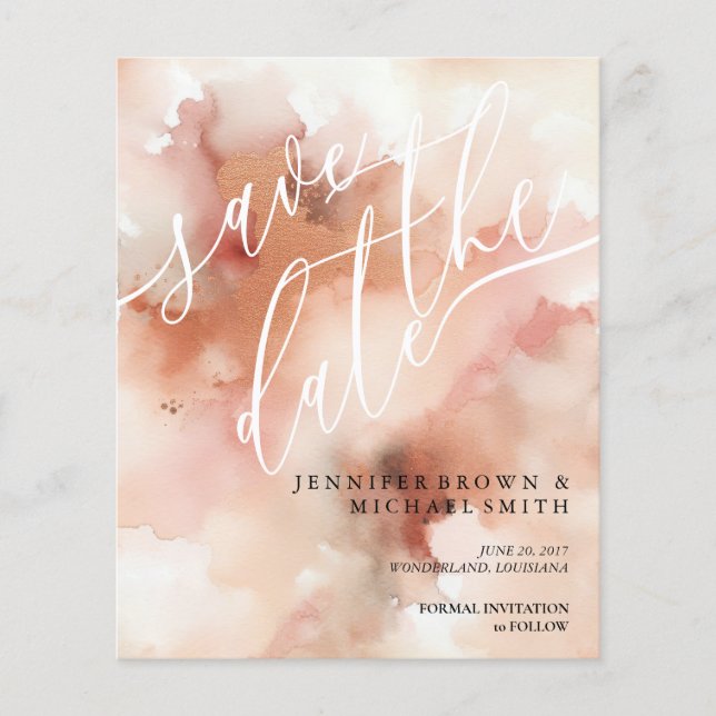 Rose Gold Earthtone Watercolor Bröllop Flygblad (Framsidan)