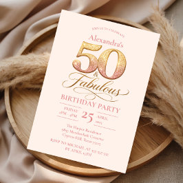 Rose Gold Elegant 50th Birthday Inbjudningar