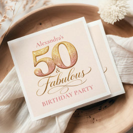 Rose Gold Elegant 50th Birthday Pappersservett