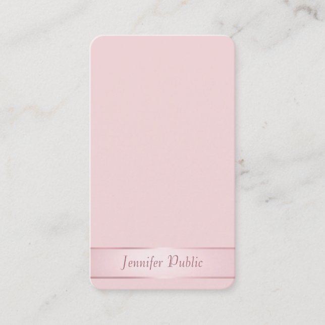 Rose Gold Elegant Kalligrafi Modern Skrift Visitkort (Framsida)