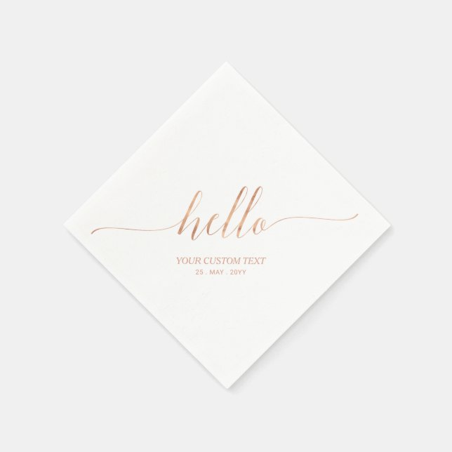 Rose Gold | Elegant Snygg Textning Hello Party Pappersservett (Hörn)
