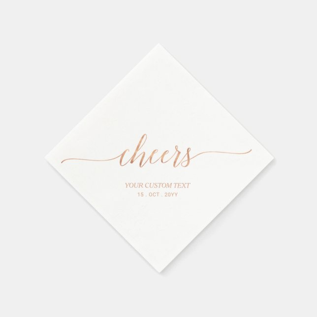 Rose Gold | Elegant Stilfull Bokstavsdesign Cheers Pappersservett (Hörn)
