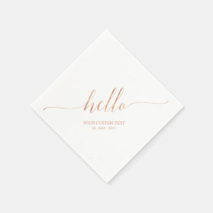 Rose Gold Elegant Stilfull Bokstavsdesign Hello Pappersservett