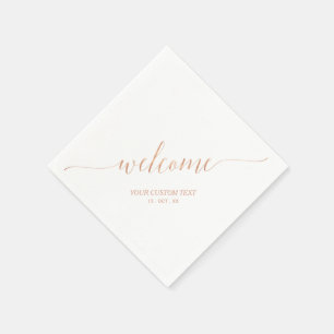 Rose Gold Elegant Stilfull Bokstavsdesign Välkomst Pappersservett