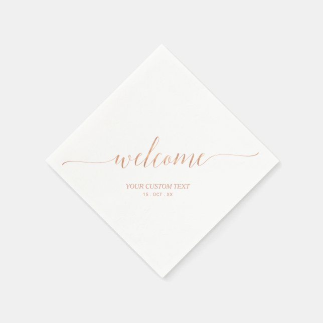 Rose Gold Elegant Stilfull Bokstavsdesign Välkomst Pappersservett (Hörn)