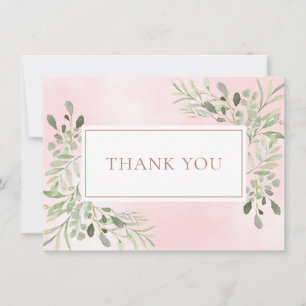 Rose Gold Elegant Watercolor Grönska Tack Kort