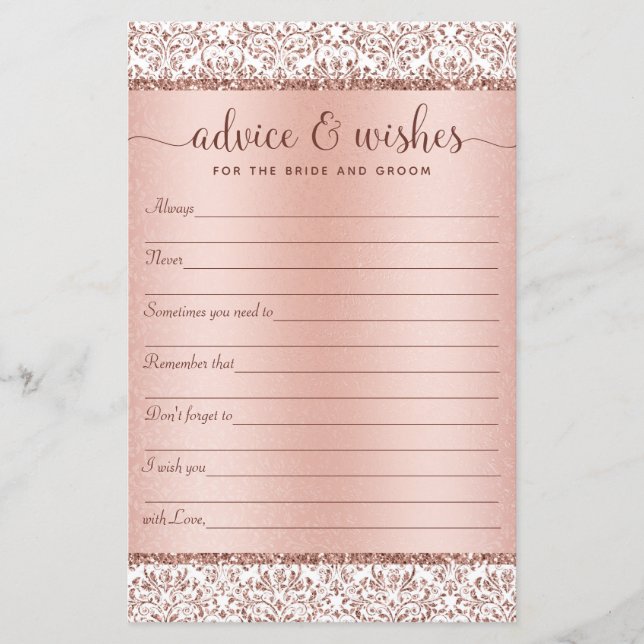 Rose Gold Elegant Wedding Advice Wishes  (Framsida)