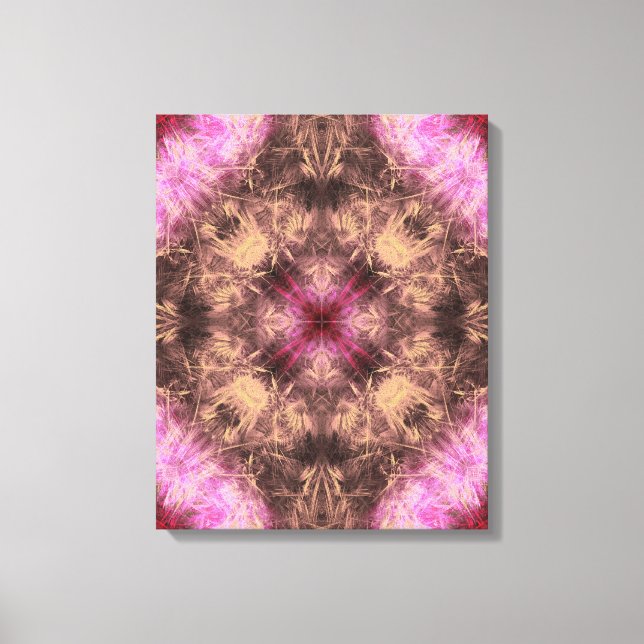 Rose Gold Energy Kalejdoskop Fraktal Konst Canvastryck (Framsida)