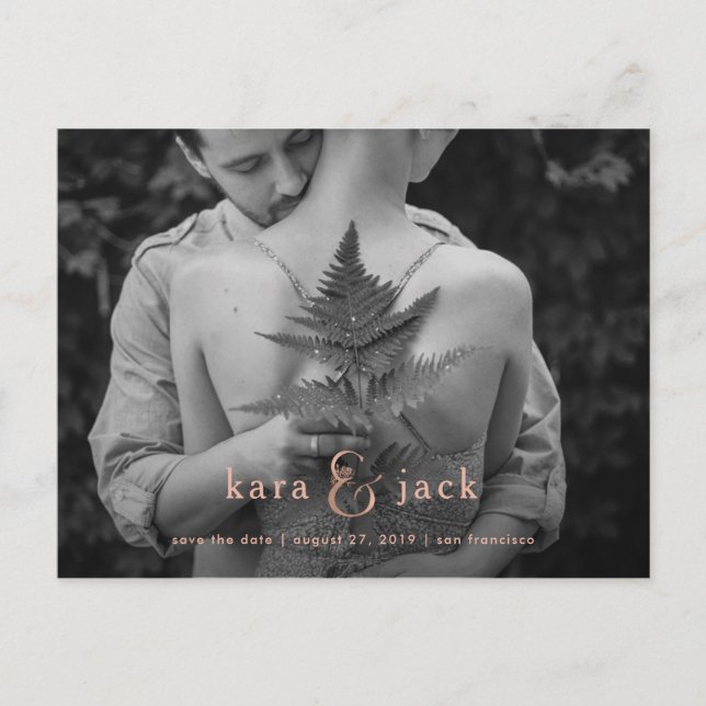 Rose Gold Et-tecken | Foto Spara Datum Meddelande Vykort (Framsida)