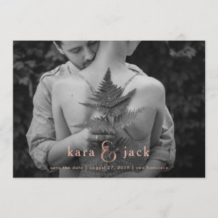 Rose Gold Et-tecken Fyra Foto Spara Datum Inbjudningar