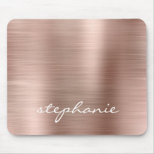 Rose Gold Fals Borstad Metall Personlig Musmatta