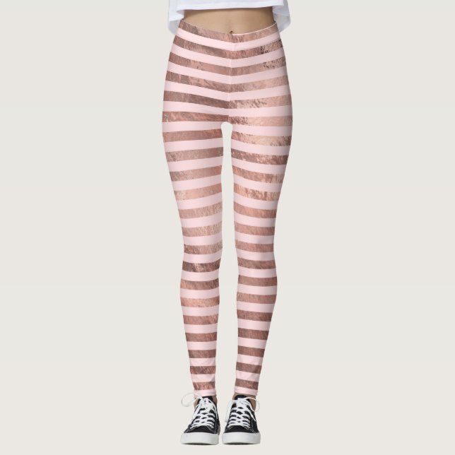 Rose Gold Fals Folie Rosa Leggings (Framsida)